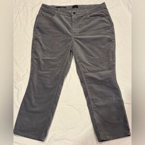 Talbots High Waist Straight Leg Velvet Pants Sz 16w Plus Grey 5 Pocket